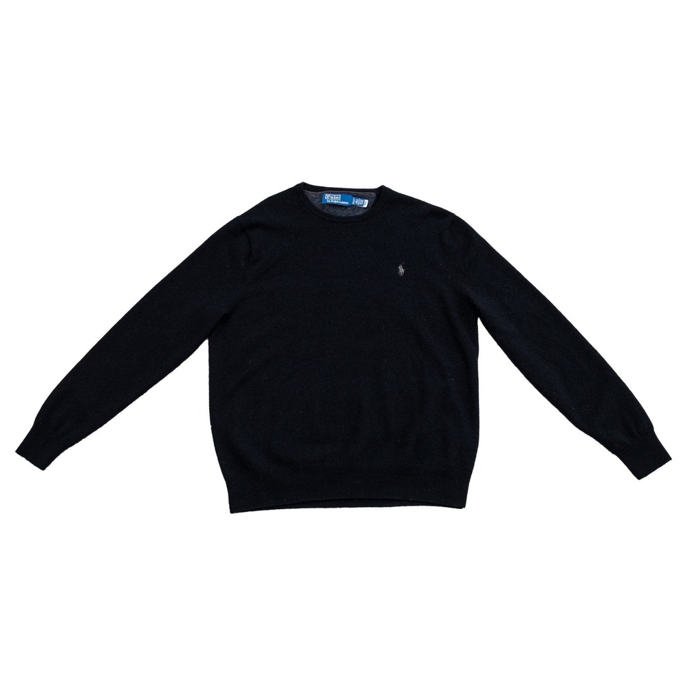 Polo‎ Ralph Lauren Men's Black Wool Crewneck Sweater Slim XL (L) Classic Jumper